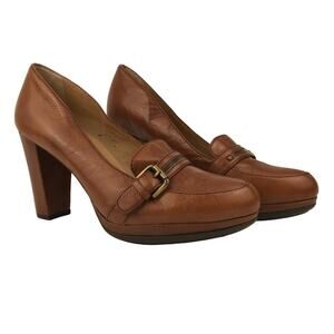 Naturalizer Platform Shoes Heels Kylie N5 Comfort Brown Leather Womens Size 8 W